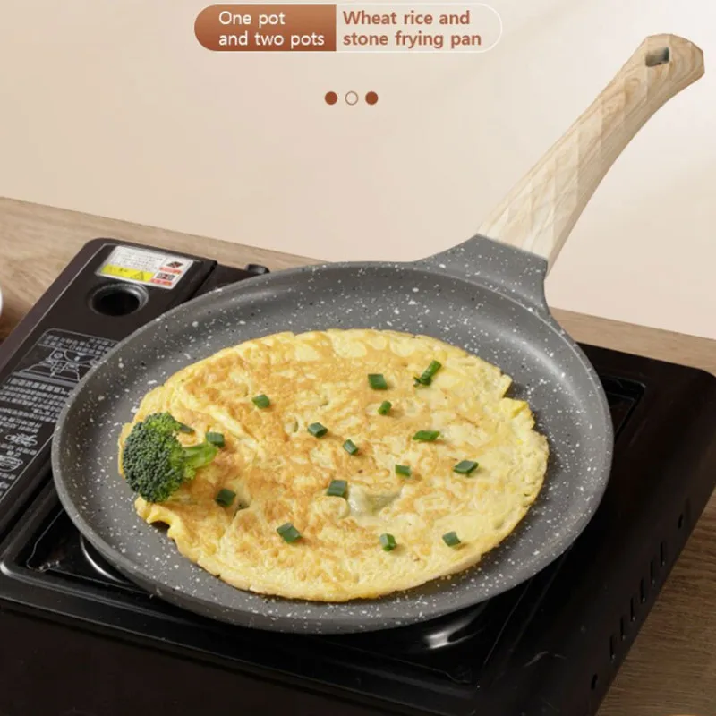 Poêle à frire en pierre Maifan 6/8/10 pouces, antiadhésive, compatible avec les cuisinières à gaz, idéale pour les steaks, les crêpes et les œufs au plat. Convient également pour le petit-déjeuner et la pâtisserie.