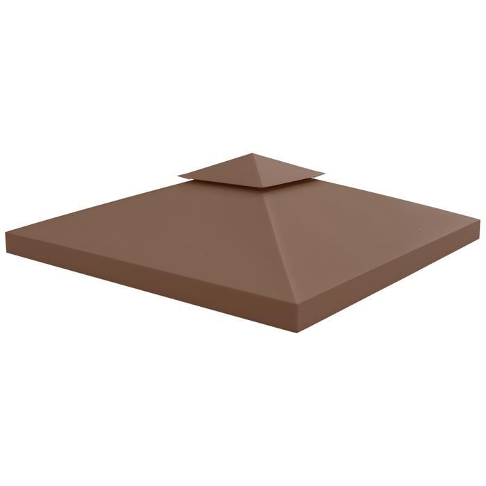 Toit de remplacement - Outsunny - pour pavillon de jardin toile de rechange pour pavillon tonnelle tente - polyester - 3x3m - marron