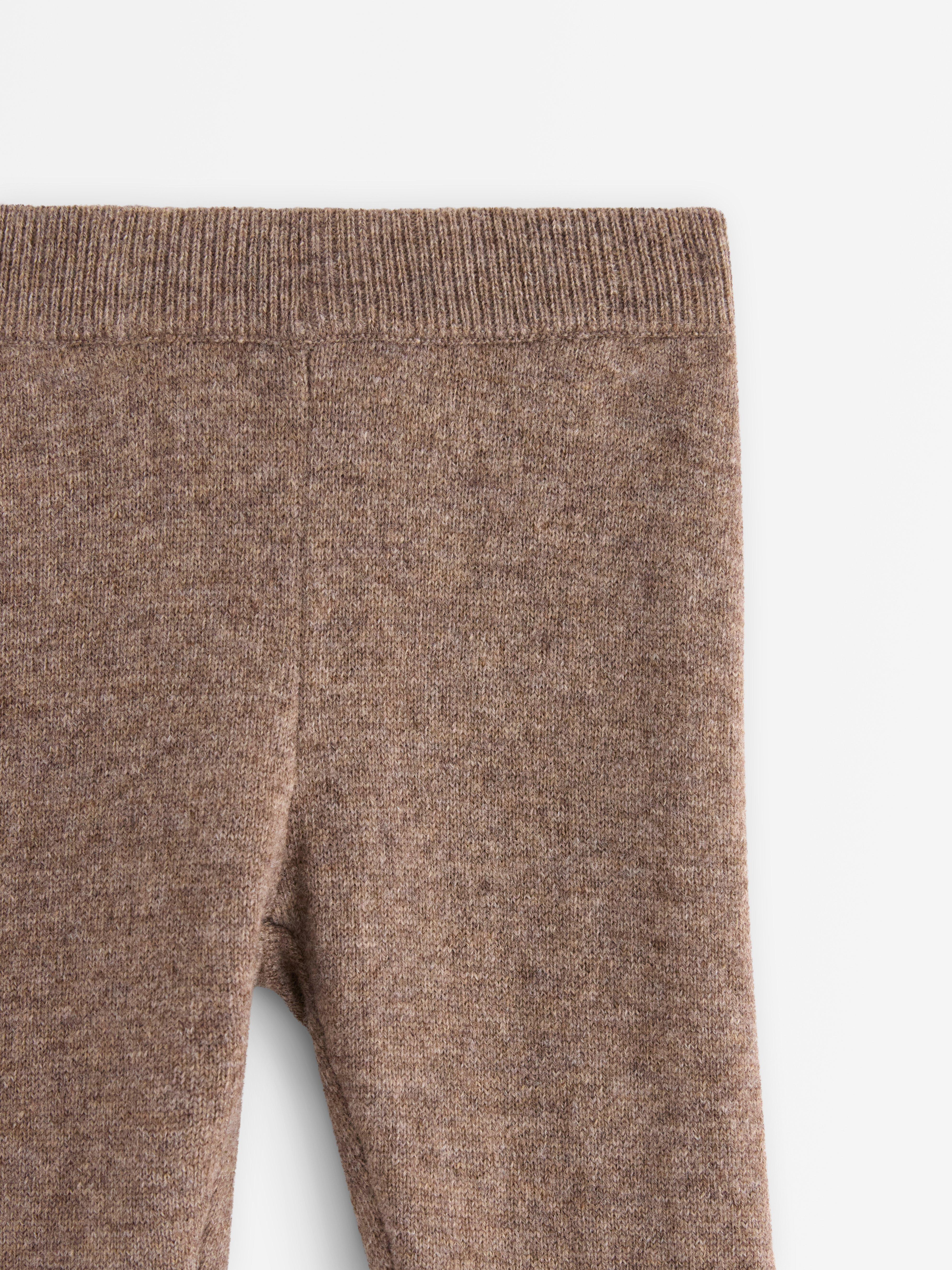 Leggings i merinoull Brown melange