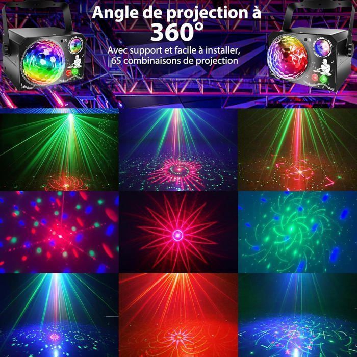Gioco di luci e feste 3 in 1, controllato dalla musica, luce da discoteca con effetto strobo, LED RGB, effetto palla da discoteca per feste, club, Natale