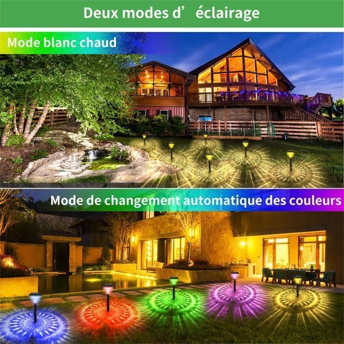 KENLUMO Lampe Solaire Exterieur Jardin, Lumiere Solaire Exterieur avec Colorée LED et Lumière Blanche Chaude, Lot de 6
