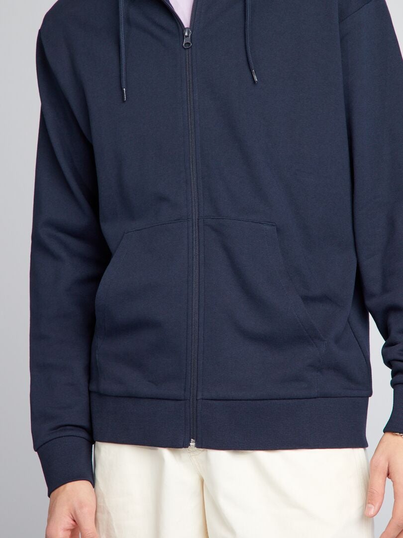 Effen hoodie met rits - BLAUW