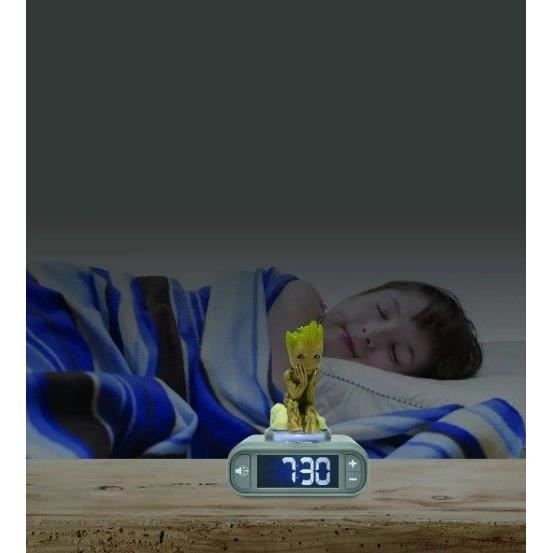 LEXIBOOK - Guardians of the Galaxy Groot Digital Alarm Clock with Nightlight - Sounds and Melodies, LCD Screen
