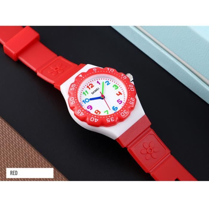 Reloj infantil SHARPHY para niñas y niños, marca Pretty Flower, cuarzo, resistente al agua, rojo, regalo de Navidad