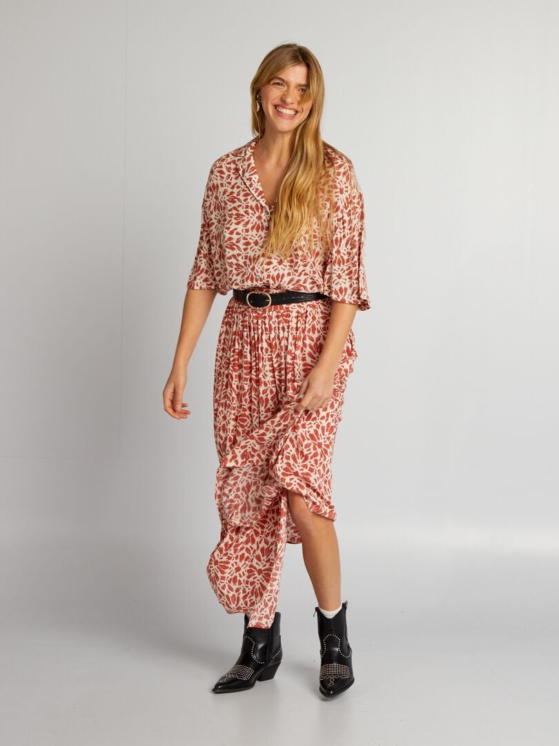Crêpe blouse met pyjamakraag - ROOD