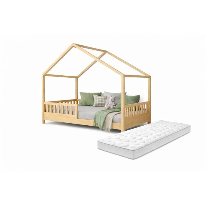 Lit Cabane Enfant  90 x 190 cm avec MATELAS