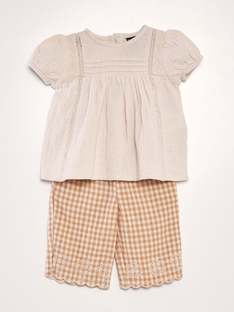 Blouse + broek set - BEIGE