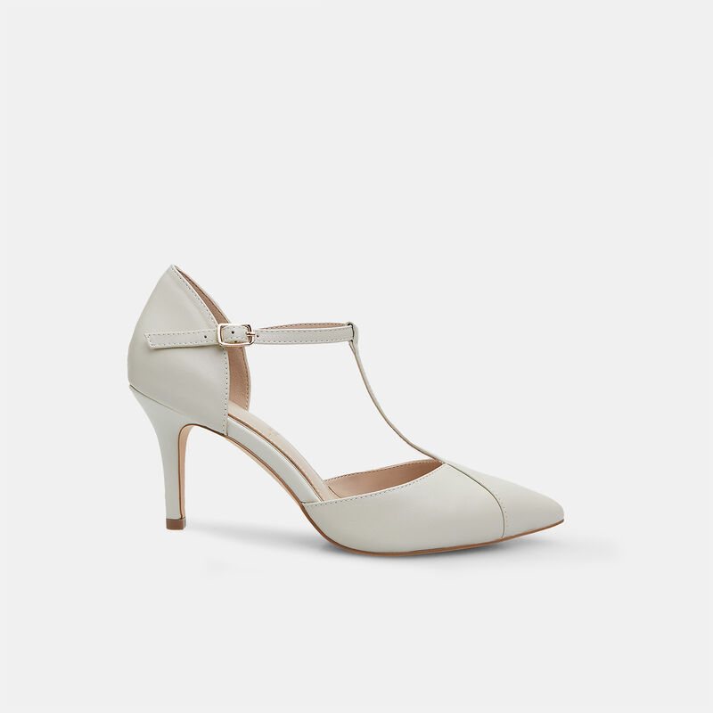 BATA Dampumps i Läder med T-rem, 8 cm Klack