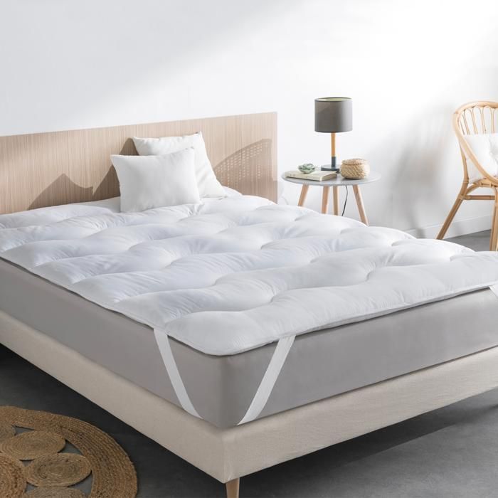 Cubrecolchón IDMARKET 140x190 cm EDA, grueso y suave con costuras onduladas, 600 g