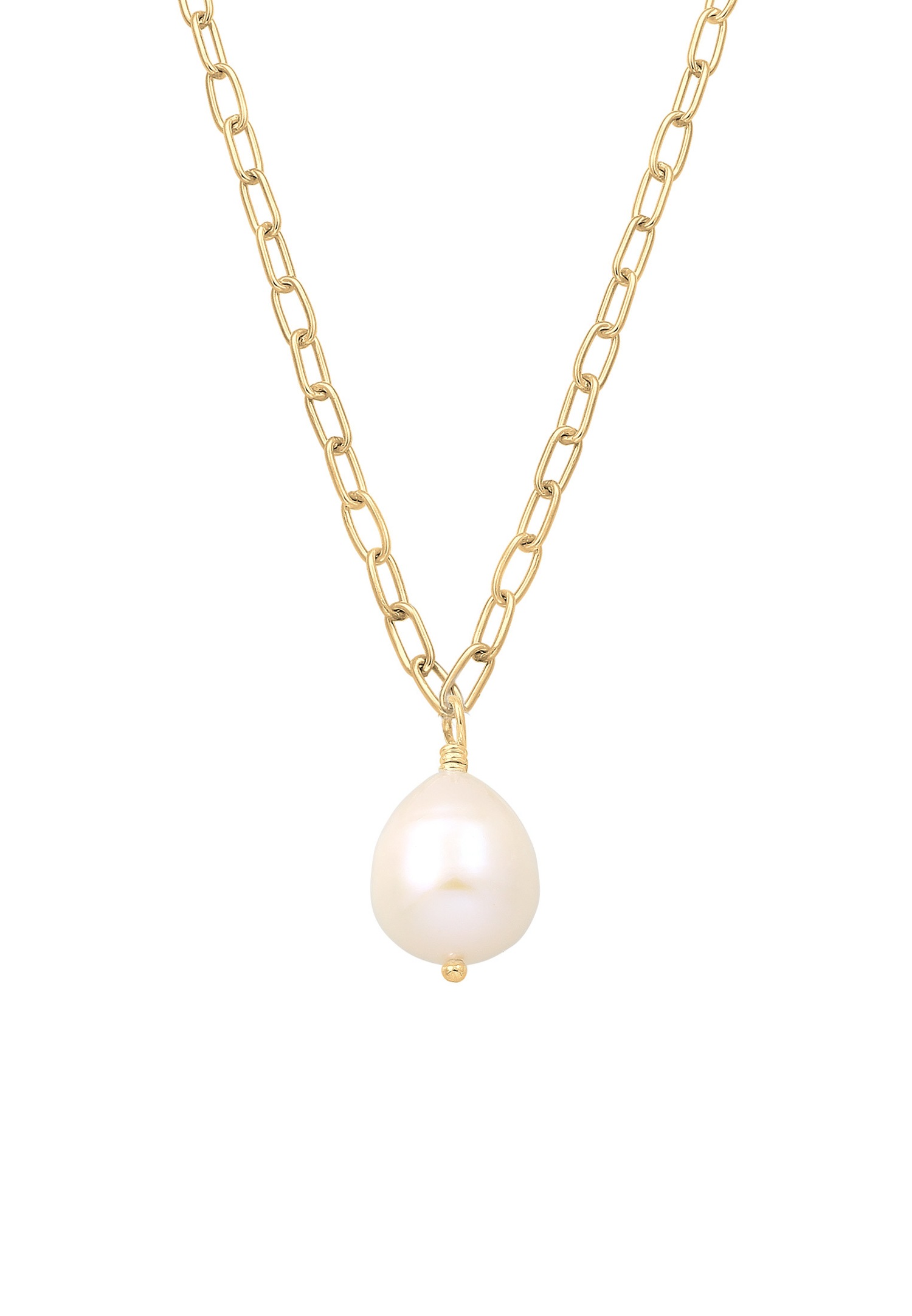 Elli PREMIUM Vintage Mariage Perles d'eau Douce Baroques Collier Femme Plaqué Or Argent (925/1000)
