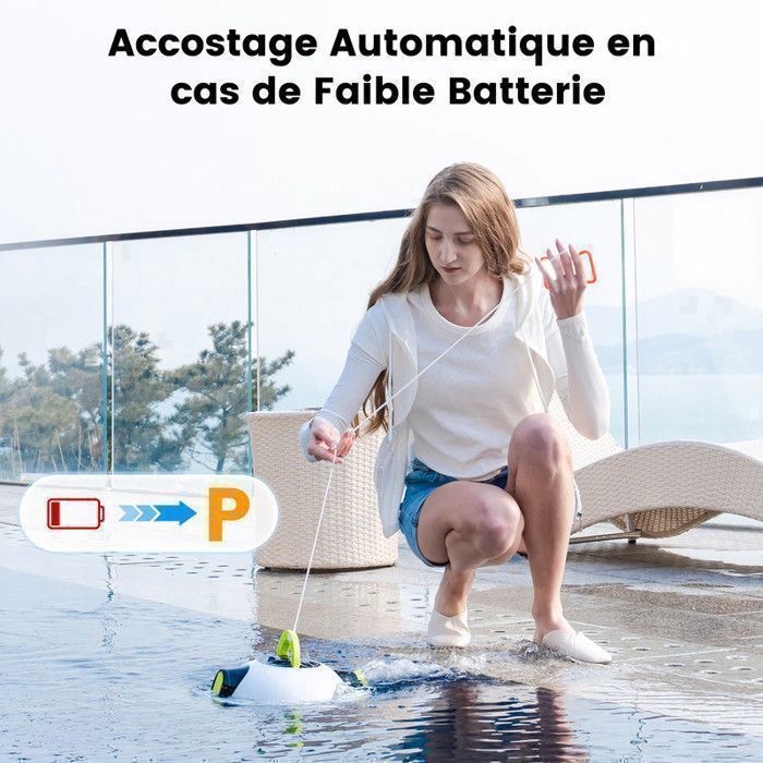 EVERCROSS BOT Y10 Robot Piscine, Robot Piscine sans Fil pour Le Nettoyage des Sols, 100Min & 120m² (Noir)