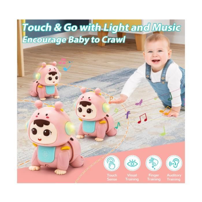 Babyspielzeug für 3-6-9 Monate, Krabbelspielzeug mit Musik und Licht, sensorisches Musikspielzeug zur Förderung der kindlichen Entwicklung, Geschenk für Neugeborene in der Bauchlage
