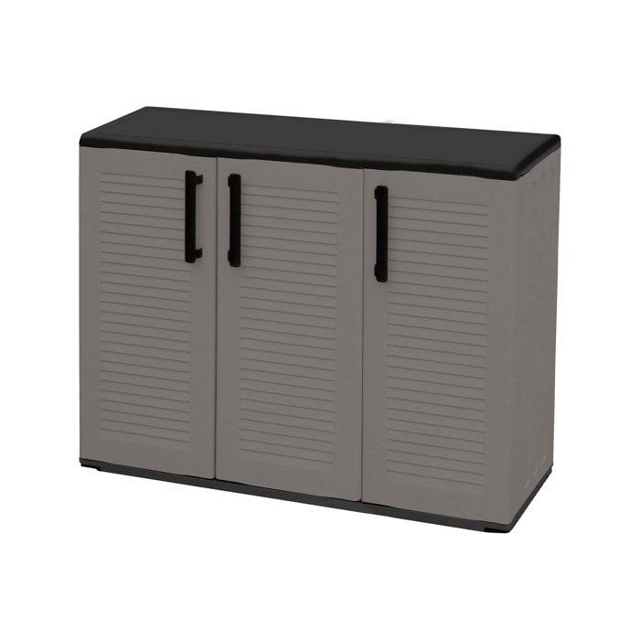 Armario de exterior Darmellin - Dmora - PVC - Gris, Negro 102x37h84 cm