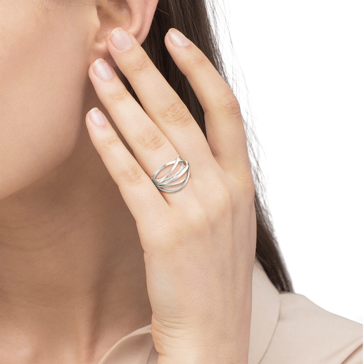 Heideman Bague Arcus couleur argentée polie