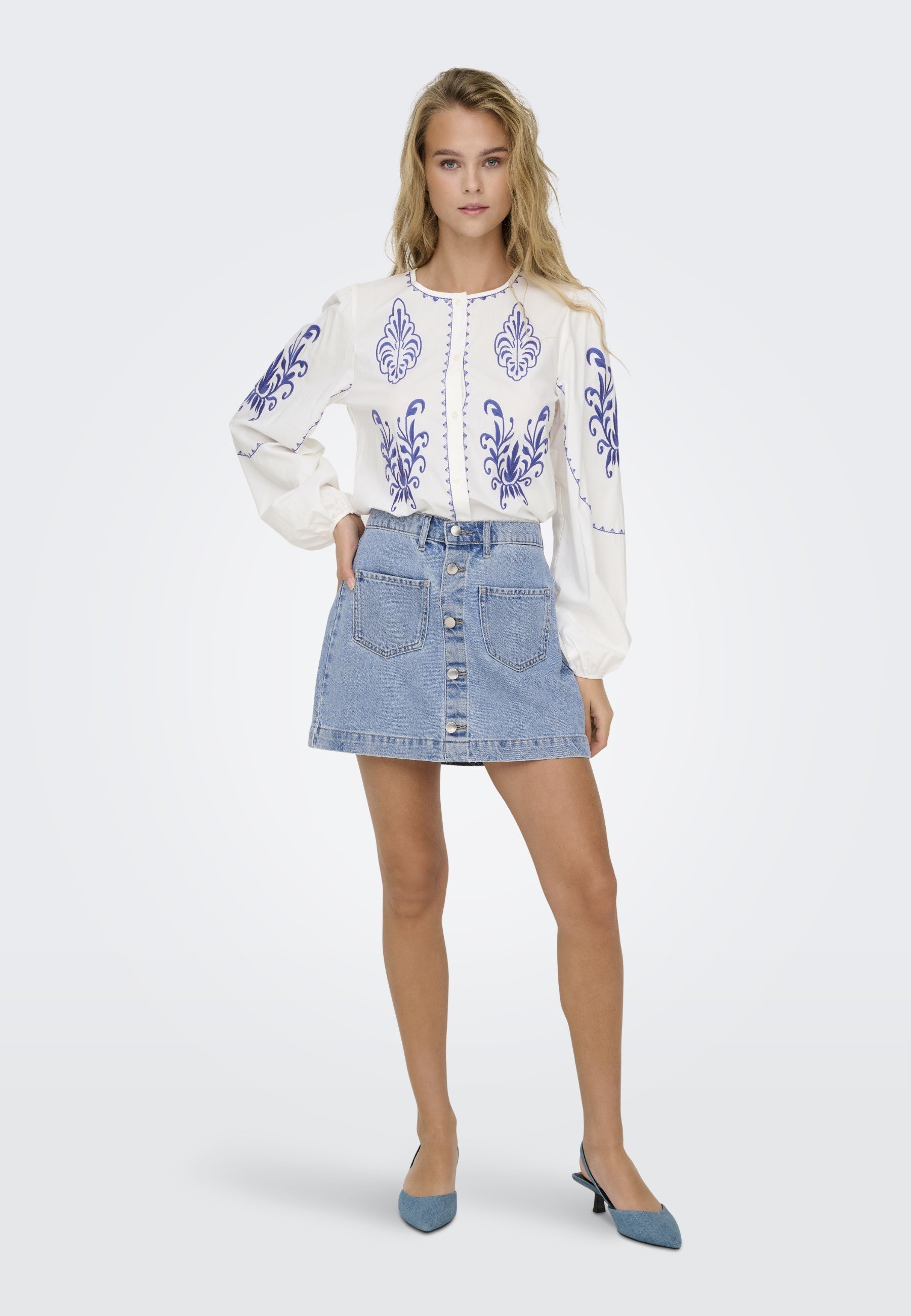 ONLY ONLAZING SKIRT - Denim rok - lichtblauwe denim