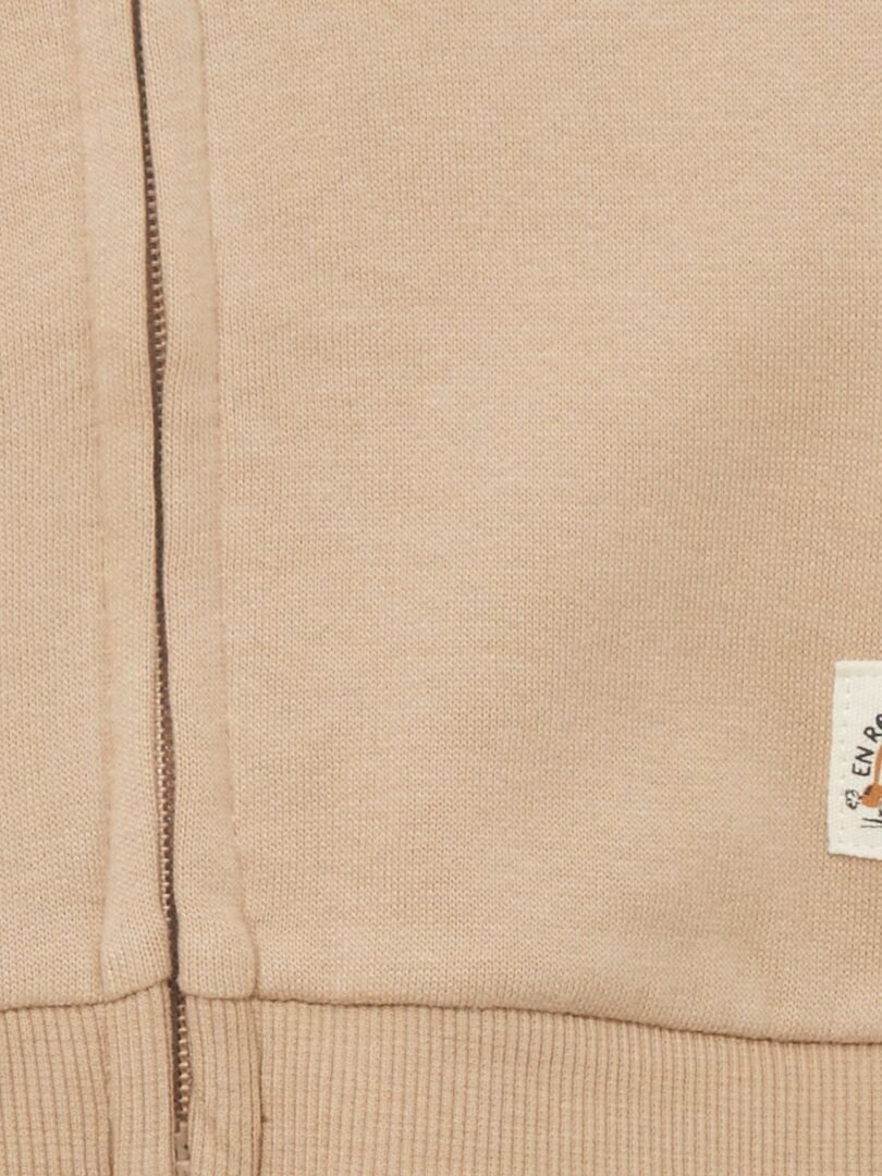 Trui met rits van fleece - BEIGE