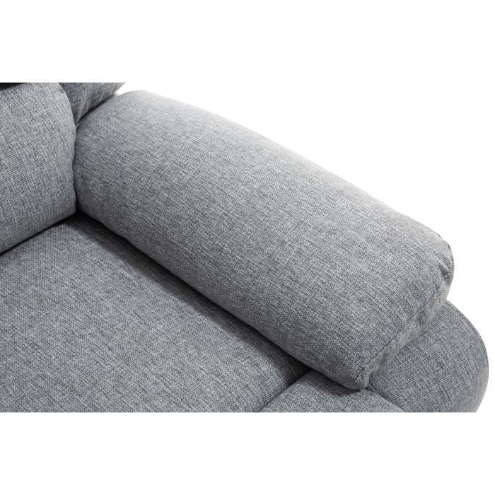 Canapé Relaxation 3 places LEO en Tissu - Gris clair - L193 x 93 x 96cm - LOUNGITUDE