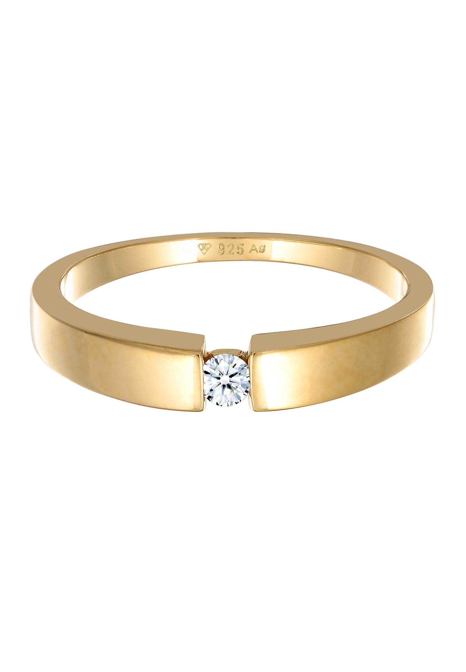 Elli DIAMONDS Femmes Bande Classique avec diamant (0.06 ct.) en argent sterling 925