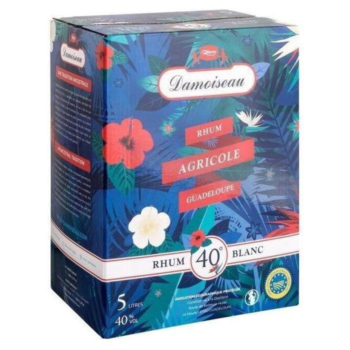 Damoiseau Rum - White Agricultural Rum - Guadeloupe - 40% ABV - 5 Litre Bag-in-Box