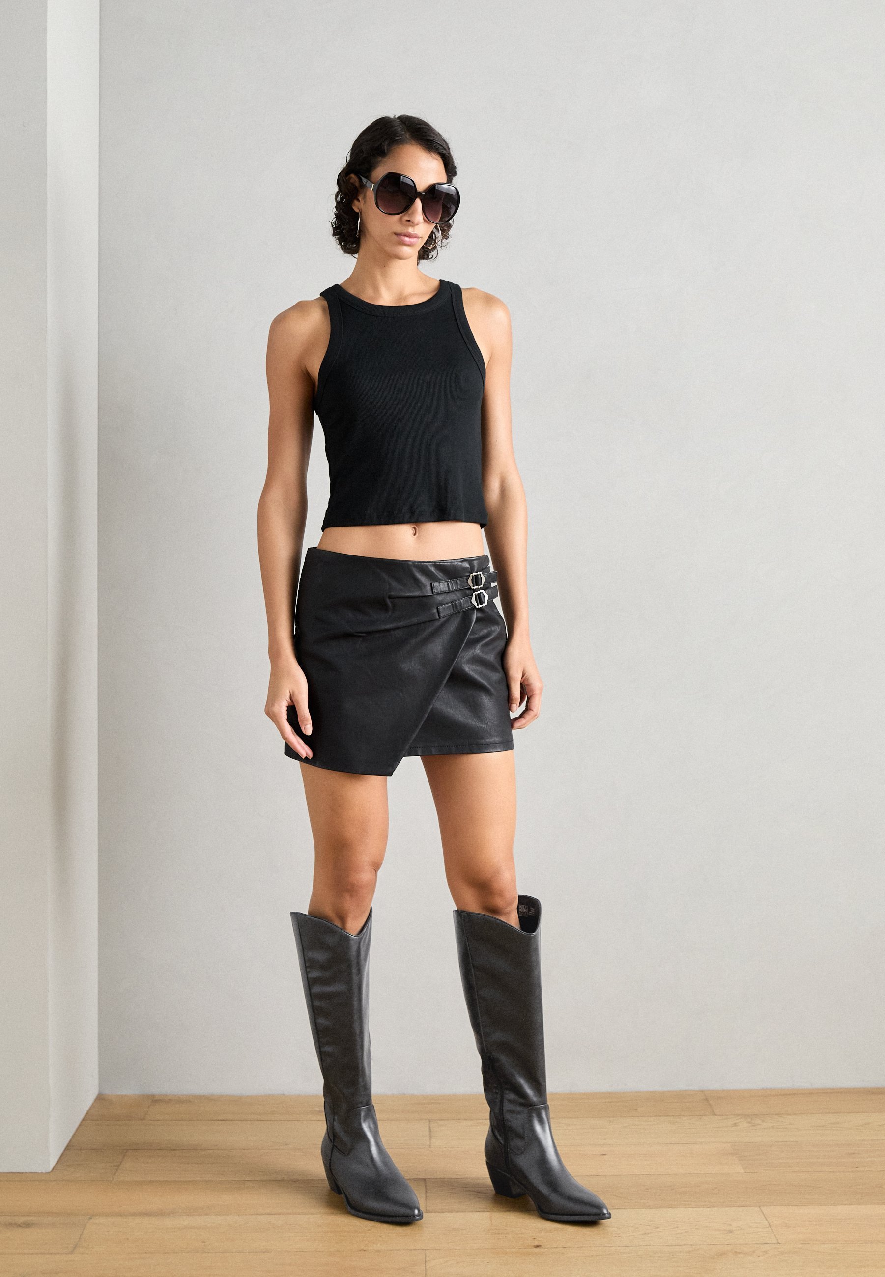 Anna Field Wide Fit cowboy-/motorlaarzen - zwart