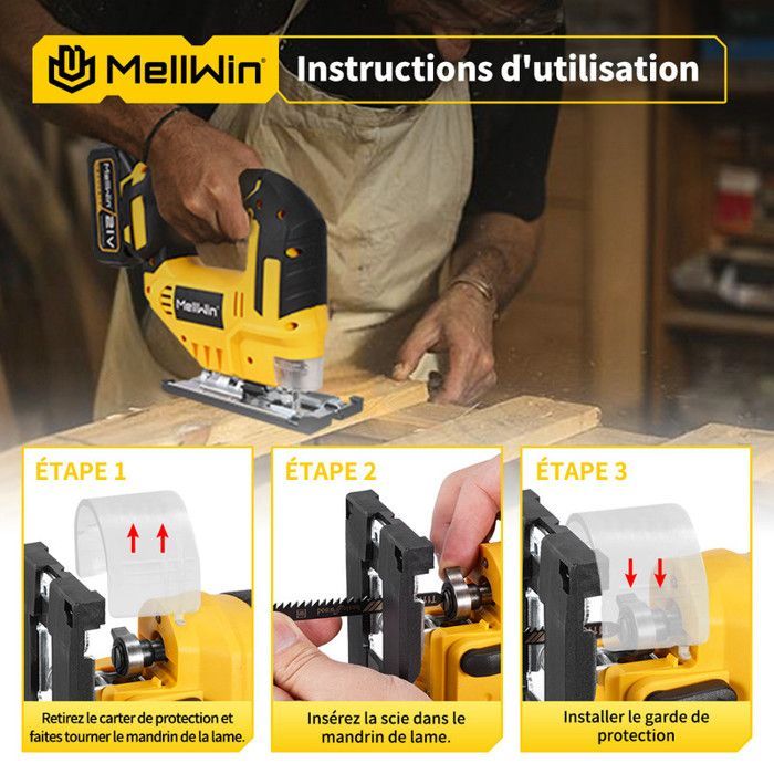 Jigsaw - MELLWIN - Cordless - 3 speeds - 31 blades - 2x1500mAh
