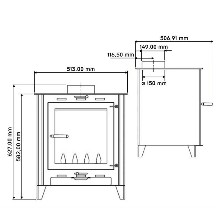 SOLARIS 8.8-12 kW Wood-Burning Stove - 45 cm Logs - High Efficiency