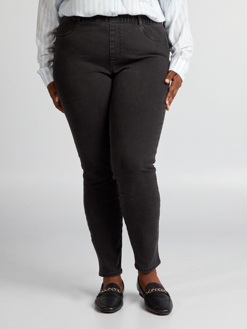 Normale, elastische jegging met hoge taille - ZWART