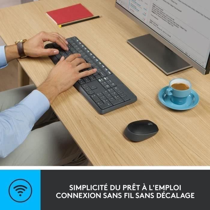 Combo de teclado y ratón inalámbrico - Logitech - MK235 - AZERTY - Grafito