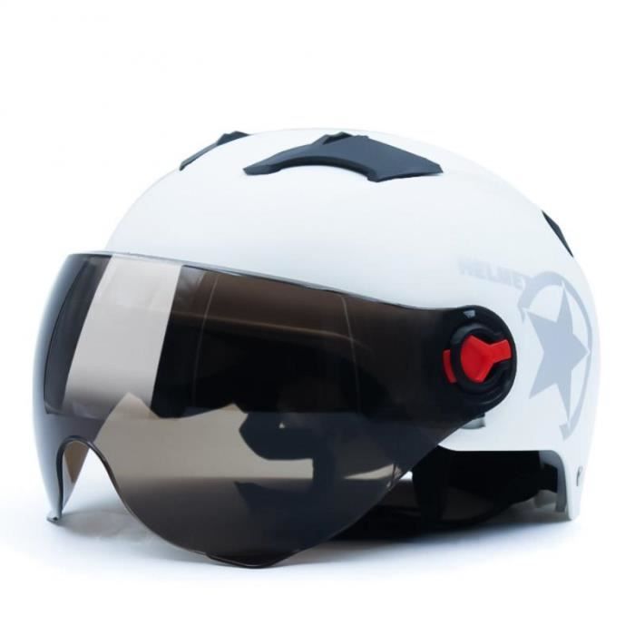Casque de vélo - Anti-buée, HD, lentille pare-soleil - Blanc