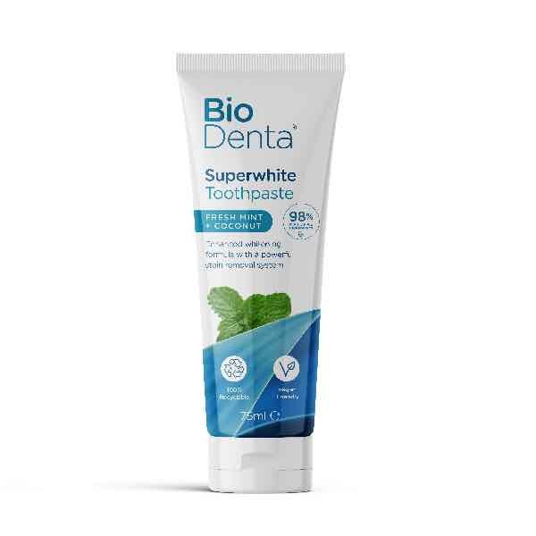 BioDenta Přírodní bělicí zubní pasta SUPERWHITE Veganská 75ml