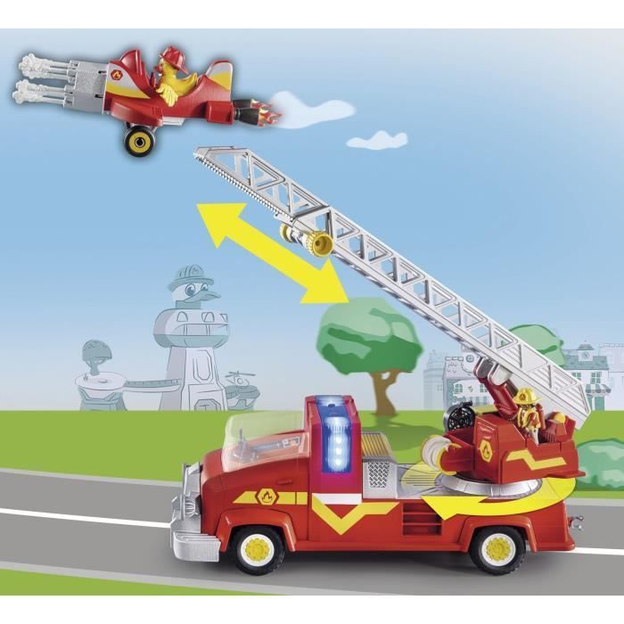 PLAYMOBIL - 70911 - DUCK ON CALL - Fire truck with extendable ladder and detachable airplane