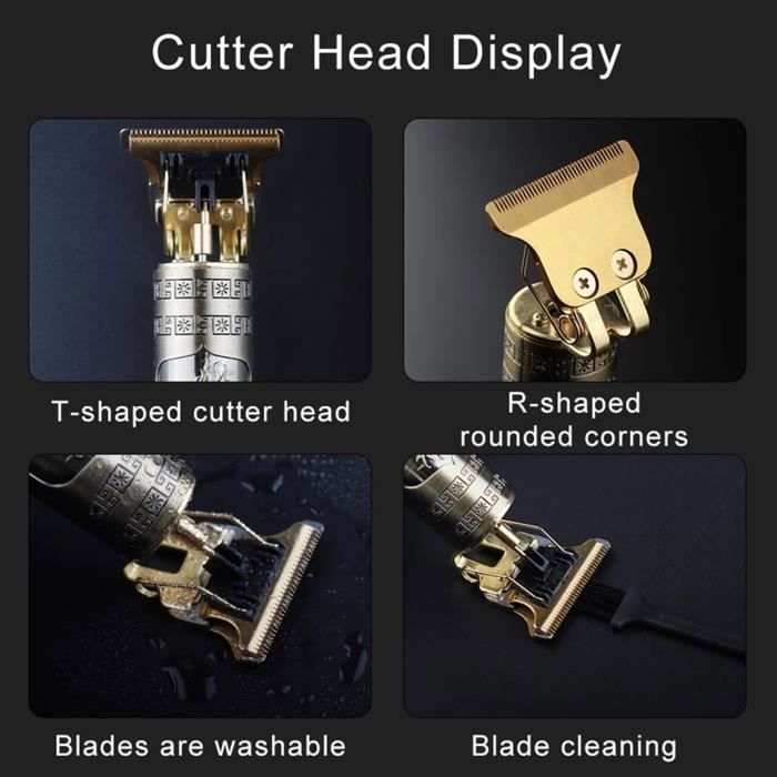 Barbeador Elétrico Masculino, Aparador Profissional de Cabelo e Barba, Ferramenta de Acabamento Sem Fio, Design Retrô com Dragão Dourado, Lâmina em T, Estilo Salão, Presente