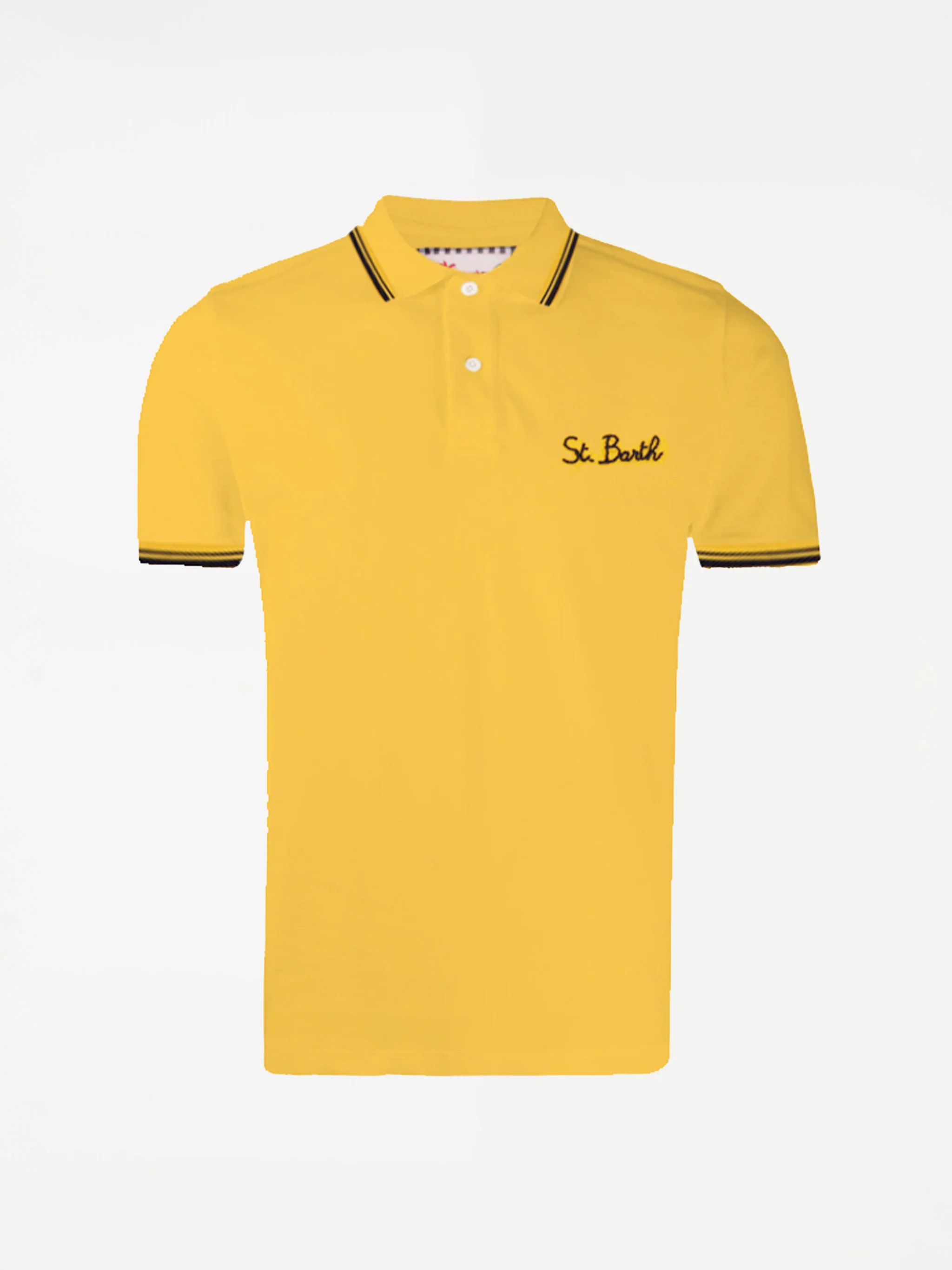 Stretch-Piqué-Poloshirt mit Stickerei vorne