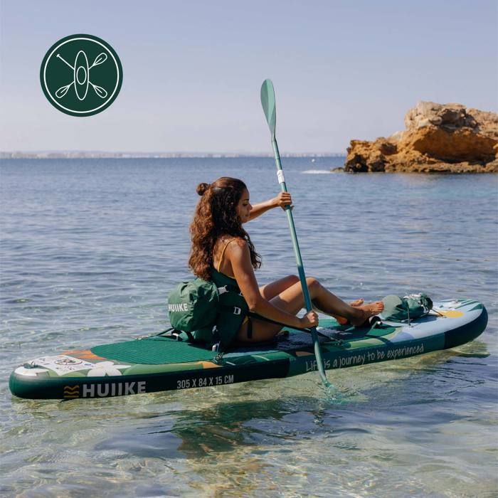 Tropical Inflatable Paddleboard for Adults with Quality Accessories - HUIIKE - Stand Up Paddleboard with Double Paddle and Kayak Seat