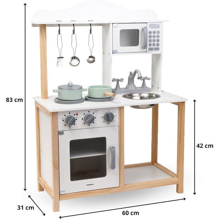 Cuisine enfant en bois MAMABRUM - Micro-ondes Four Évier Accessoires