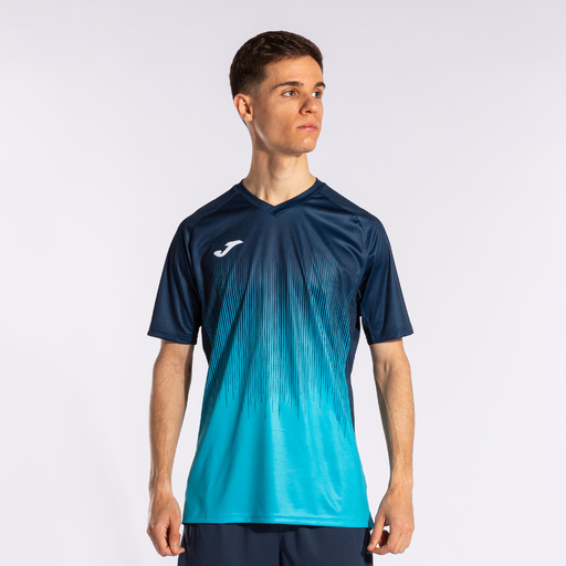  Košile Manga Corta Joma Tiger Iv Turquesa Flúor Marino