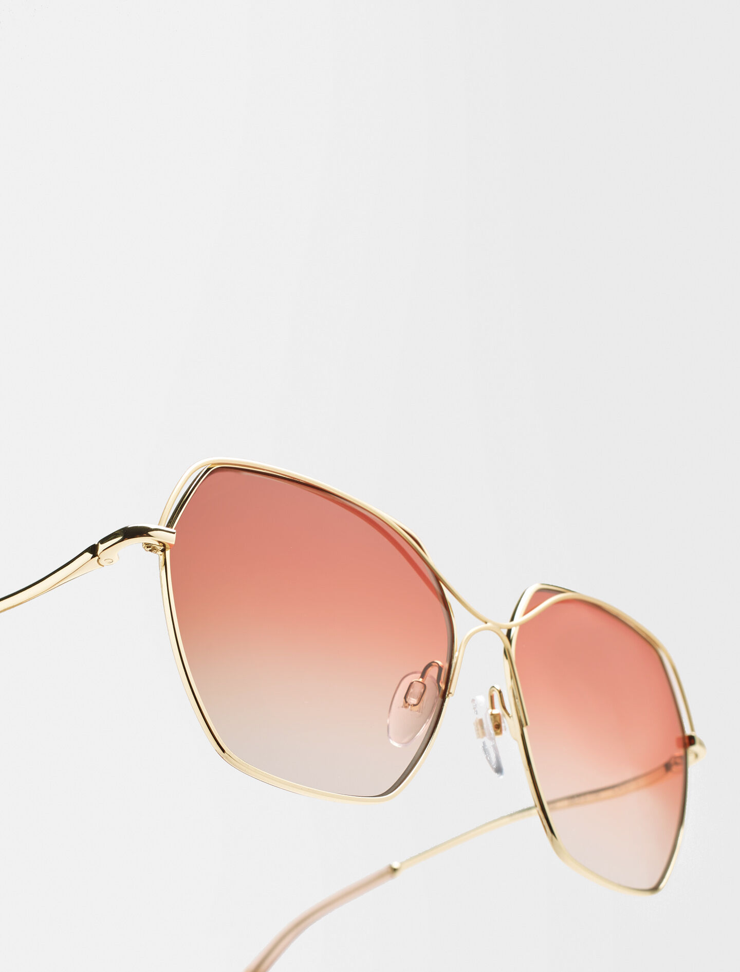Oversized zonnebril - Nude