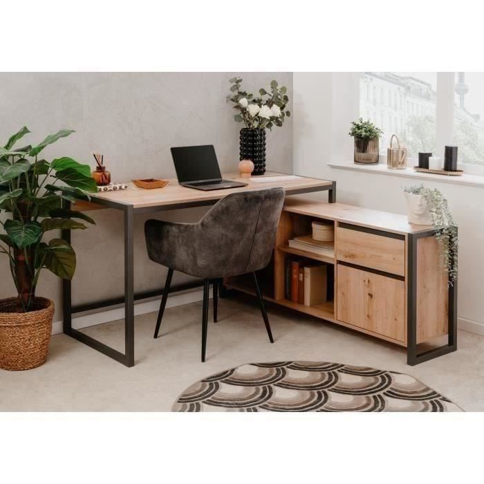 Bureau d'angle réversible Denver - Panneaux de particules - Coloris chêne artisan, anthracite - 139 x 75 x 139 cm