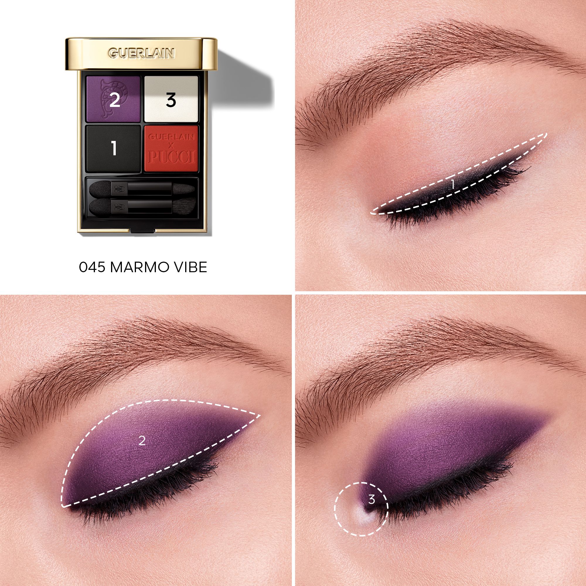 Pucci Ombres G 045 Marmo Vibe сенке за очи у 4 нијансе, лимитирано издање Луксузне сенке за очи