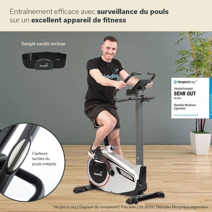 Skandika Morpheus Ergometer Exercise Bike - Bluetooth - Max. 120 kg - 24 Programs - 32 Resistance Levels - Connected
