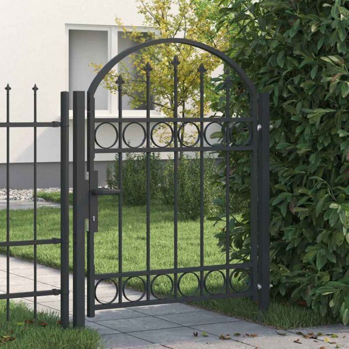 VIDAXL Grey fence gate 125 x 100 cm in powder-coated steel