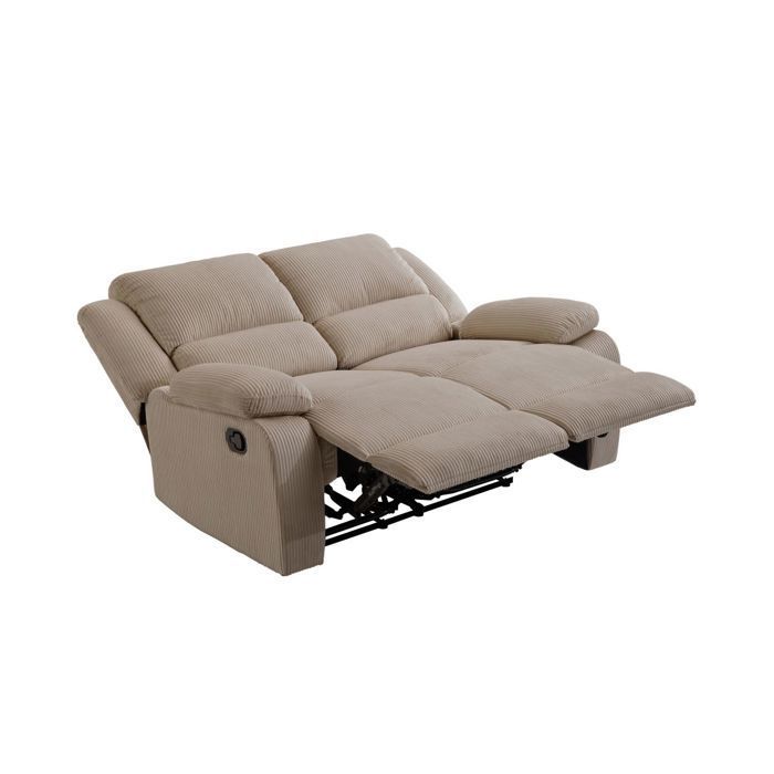 RELAXXO - LEO Sofá reclinable manual de 2 plazas en pana - Color topo