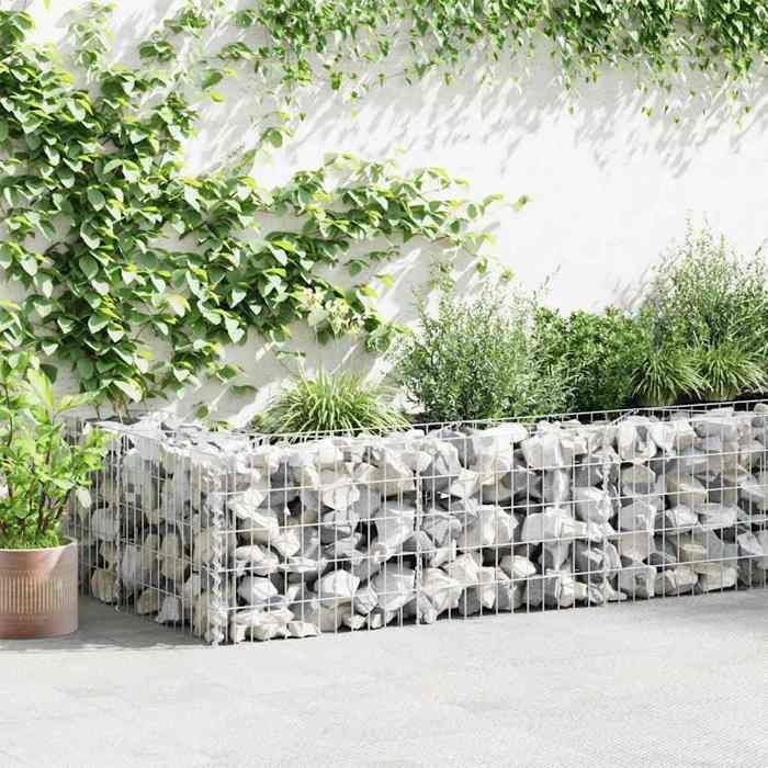 Gabionmuur - vidaXL - 630 x 30 x 50 cm - Gegalvaniseerd staal - Zilver - Rechthoekig