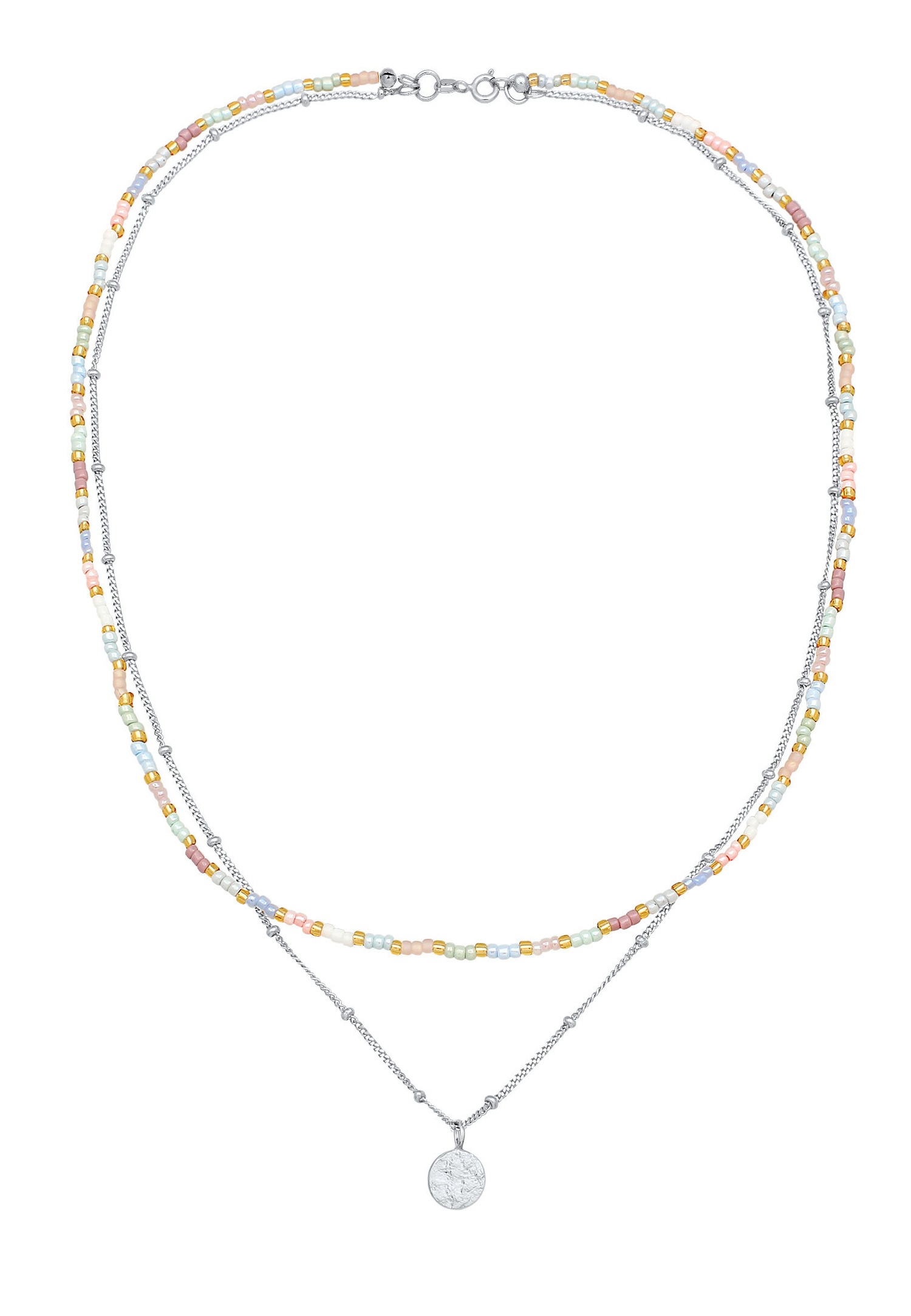 Elli Elli Couches Collier Femmes Pendentif Plaquette Chaîne Nylon Argent Sterling 925 Eté / Plage 42 cm