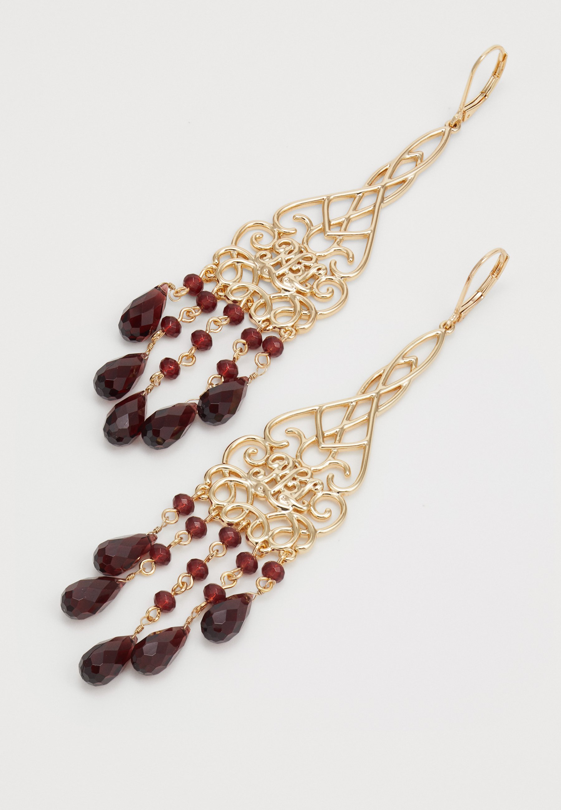Lauren Ralph Lauren BEADED CHANDELIER - Náušnice - zlatá/bordová