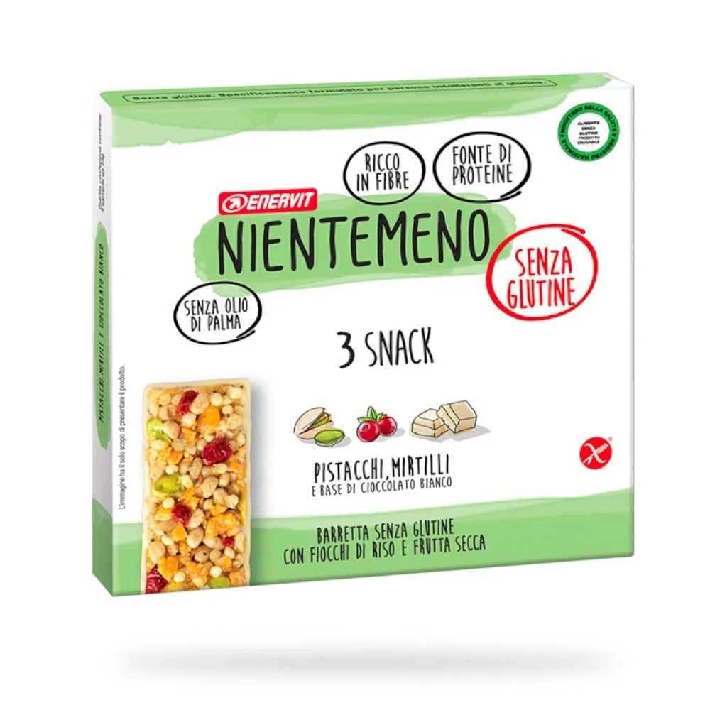 ENERVIT Enervit Nientemeno reep met pistachenoten en bosbessen 3 x 23 g glutenvrij
