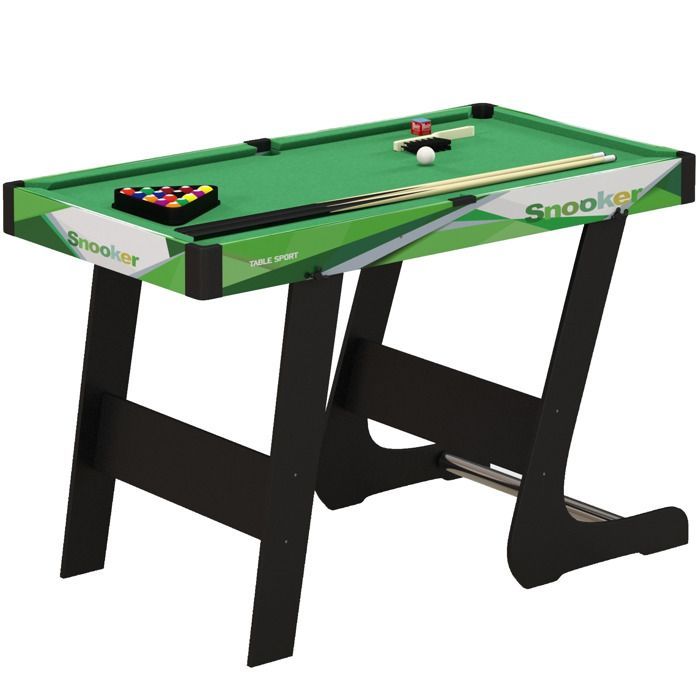 Mesa de bilhar SPORTNOW - Mesa dobrável americana compacta com acessórios, 2 tacos, 16 bolas, triângulo e giz - 104x55,5x68cm - Verde