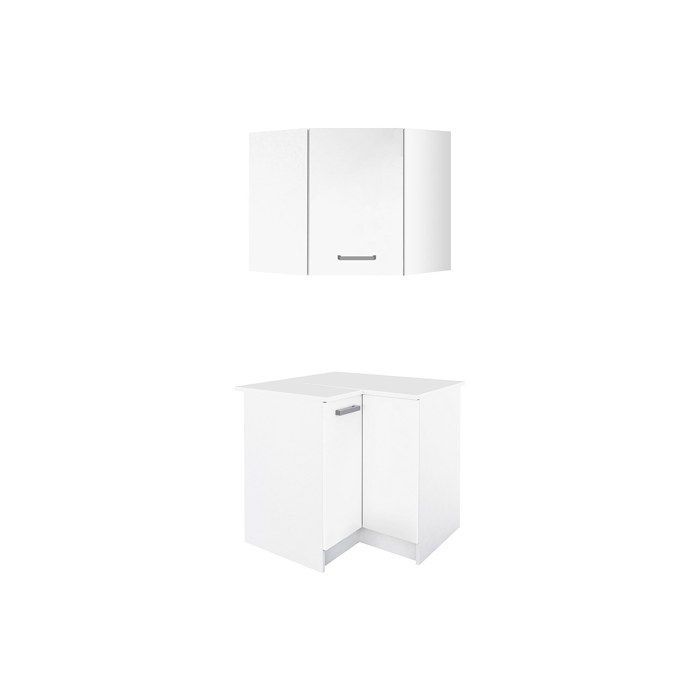 Hoekkeukenunits - 1 onderkast & 1 bovenkast - 2 deuren - Glanzend wit - TRATTORIA