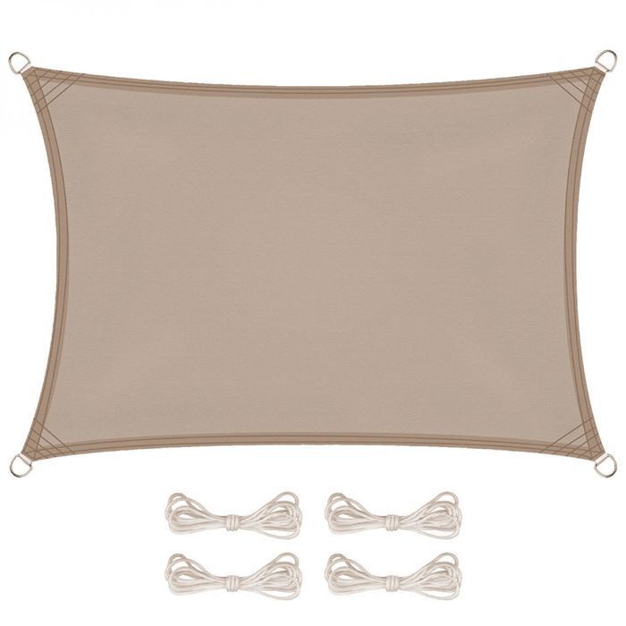 Voile d'ombrage rectangulaire imperméable et anti-UV - 3 x 4 m - Taupe - Linxor