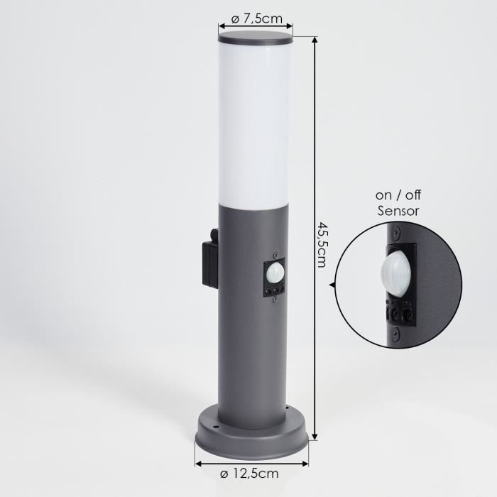 Bolardo iluminado - HOFSTEIN - Zogno - Detector de movimiento - Toma de corriente - IP44
